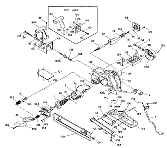 Page A Diagram and Parts List for 653 Type 2 Porter Cable Planer Jointer